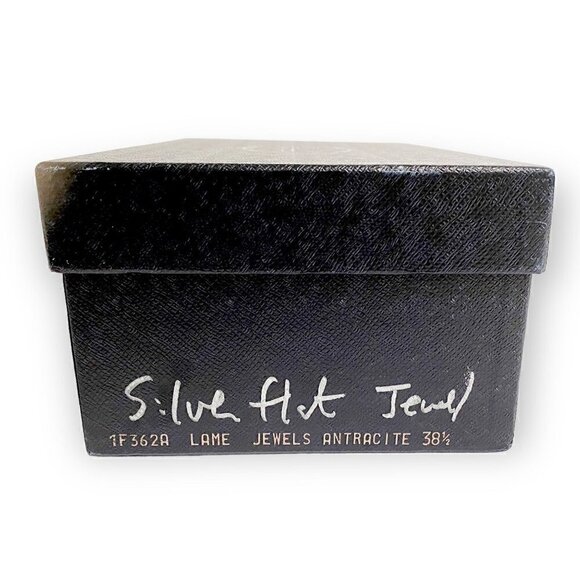 Prada pewter leather jewelled flats, size 38.5 EU - Picture 12 of 14